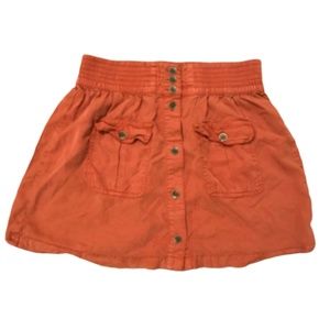 Life In Progress Orange Button Up Skirt W/ Pockets